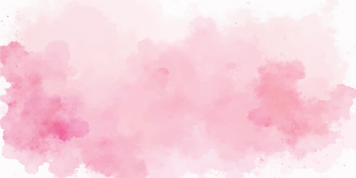 An abstract pink watercolor background features pastel textures and artistic ink splashes on a vintage grunge paper design for a light red paint wallpaper illustration