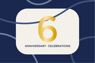 6 anniversary with gold writing. Anniversary celebration concept with elegant decorations, warm lighting, and joyful atmosphere. Symbolizing love, commitment, and memorable moments