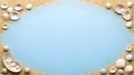 Pastel Blue Background With Elegant Pearl Accents