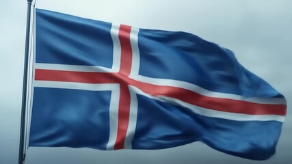 Captivating visuals of the Icelandic flag in dynamic motion, showcasing national pride and identity