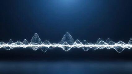Futuristic abstract digital sound wave. Glowing particle equalizer graph visualization for audio, data, and technology concepts.