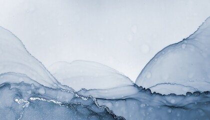 Artistic Cool Pearl White and Blue Fluid Ink Texture Background with Abstract Watercolor Smoke Effect for Creative Minimalist Wall Art or Web Header