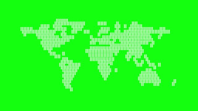 World Map Animation Green Screen Chroma Key 4K