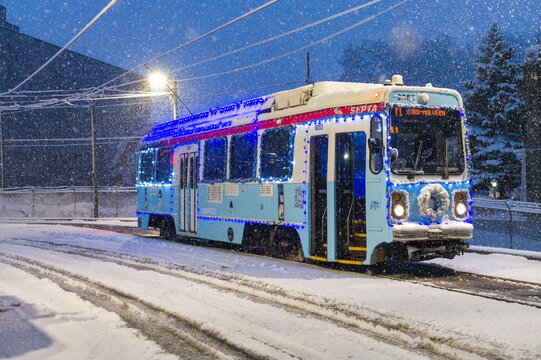 SEPTA Trolley at 63rd and Malvern during a snowstorm