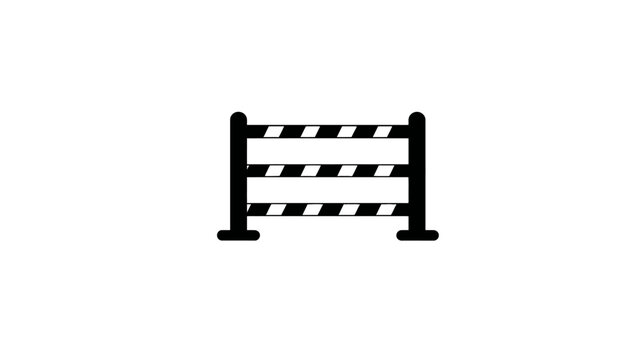 Simple graphic icon of a construction barrier with warning stripes, symbolizing restricted access, caution, or a hazard zone.
