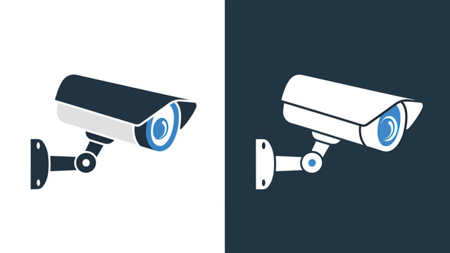 Security cameras - Line and glyph solid icon set - Solid icons vector collection - Blue icon set - Icon vector - Flat Design Icon - Vector icon symbol