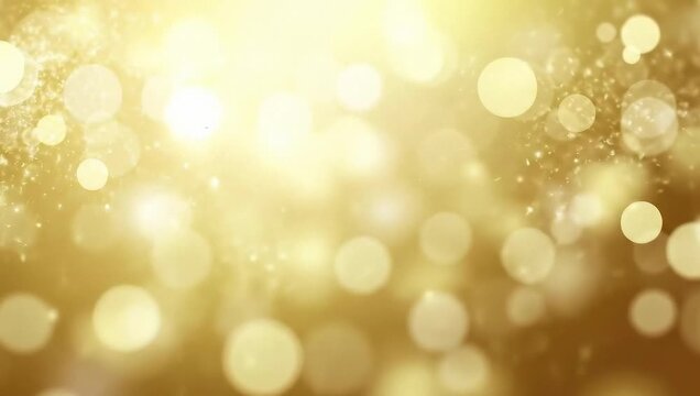 Radiant Array of Bokeh Lights and Glittering Particles in Golden Hues Illuminates the Scene, Highlighting Luxury, Celebration, and the Charm of Festive Elegance