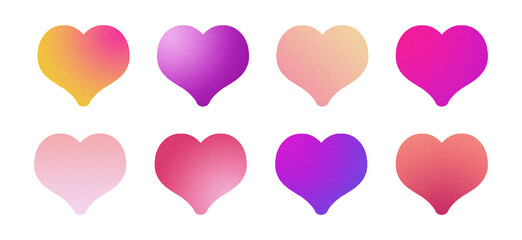 Clipart hearts set PNG vibrant gradient design elements on transparent background