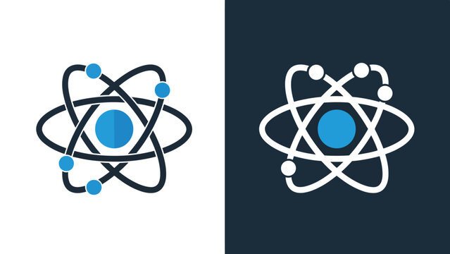 Atomic structure icons - Line and glyph solid icon set - Solid icons vector collection - Blue icon set - Icon vector - Flat Design Icon - Vector icon symbol