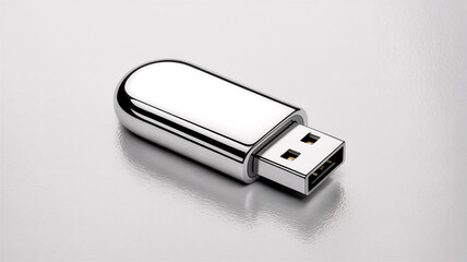 A 3D rendered USB flash drive icon on a solid bright blue circular background.