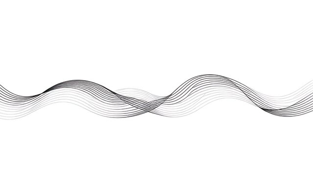 deceleration. Flowing wave lines representing a three-movement musical structure, rhythmic minimalist design. public awareness campaigns.