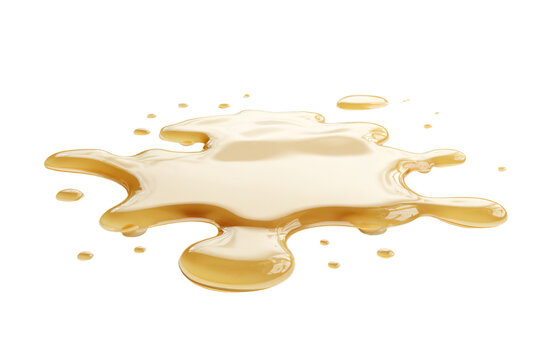 Honey Spill on White Background