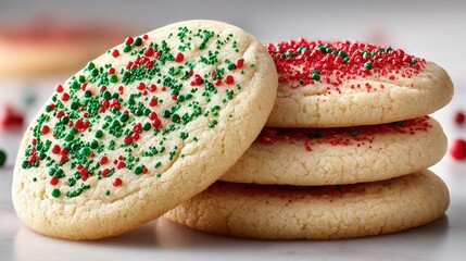 classic Christmas sugar cookie. Light golden butter sugar cookies  with sprinkles