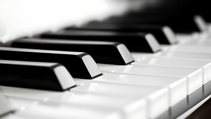 octet. Close-up of piano keys in black and white pattern, elegant musical instrument detail. lifestyle magazines, social media lookbooks, designed for influencer and brand collaborations.