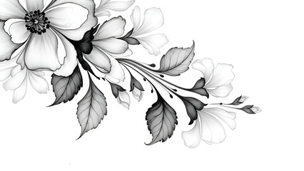 Abstract black ink forming delicate, intricate patterns on a white background