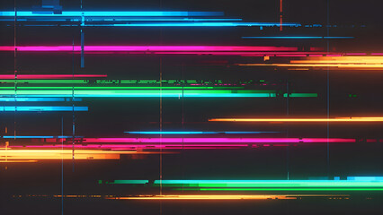 Abstract digital glitch effect with horizontal distortion and pixelation