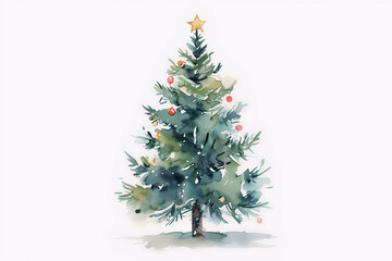 Watercolor vector of Christmas tree, isolated on a white background, Christmas tree painting
