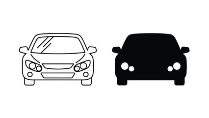 Fototapeta premium Car icon set - Vector icon set - Line and glyph solid icon set - Icon vector - Flat Design Icon - Solid icons vector collection - Blue icon set 