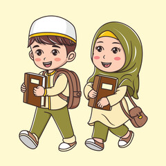 Muslim kids vector characters Vectors