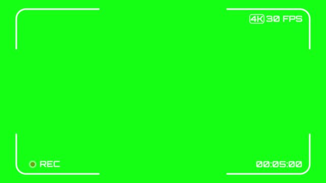 Minimalist Video Camera Recording Screen Overlay, DVR Interface Alpha Channel, 4K 30 FPS Viewfinder Display