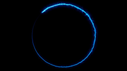 Blue neon circle glowing