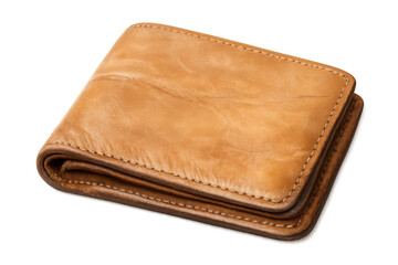 Leather bifold wallet showing financial security, savings, investment, and personal finance concept on a transparent background