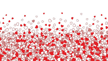 A cascade of red and white hearts adorning a white background, perfect for Valentine's Day celebrations