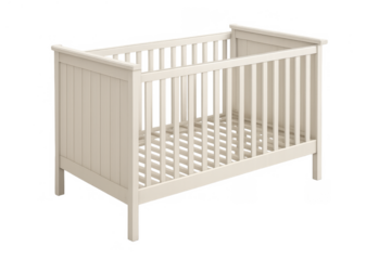 Wooden baby crib on a transparent background, offering a cozy sleep space for newborns and infants in a modern nursery