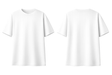White t-shirt mockup presenting blank front and back sides on a transparent background, ready for custom design