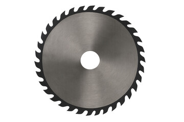 Circular saw blade cutting tool for woodworking and construction projects with sharp teeth on transparent background
