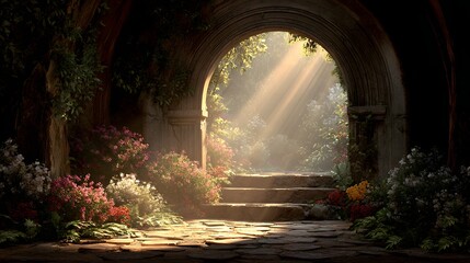 Enchanted Garden Gate - A Portal to Serenity and Light.