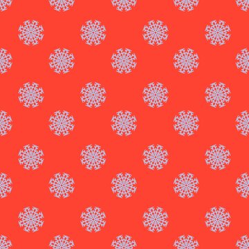 Seamless winter patterns with light blue snowflake icons on white, dark blue, and vibrant red backgrounds. Festive holiday wallpaper for Christmas gift wrap, textiles, and seasonal decor.