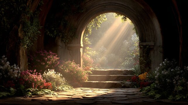 Enchanted Garden Gate - A Portal to Serenity and Light.