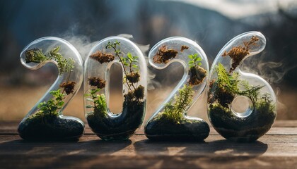 Botanical Terrarium Numerals 2026 Typography