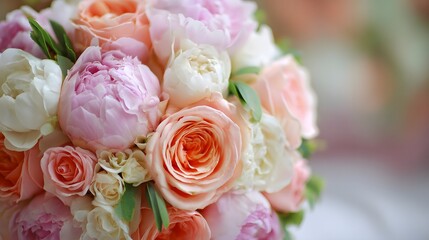 Obraz premium Exquisite Wedding Bouquet - A Symphony of Roses and Peonies.