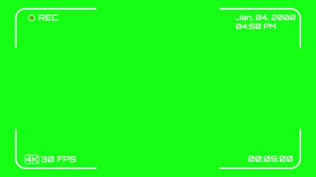 Camera Recorder Screen Overlay Interface, Digital Video Recording Viewfinder Display, Transparent Alpha Channel Background