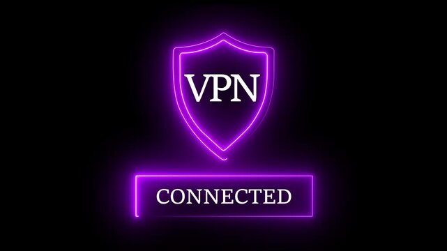 Glowing neon VPN Virtual Private network protocol concept. Motion graphics of VPN network idea.  personal networking concept.4k video animation 