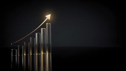 Business growth success finance investment profit chart arrow bar upward dark background business growth success finance investment profit chart