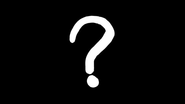 Wiggly hand drawn question mark icon black background V2