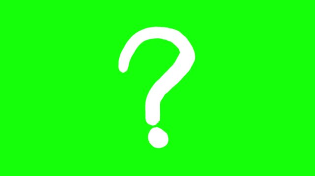 Wiggly hand drawn question mark icon green screen V2