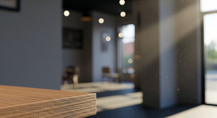 カフェの居抜き物件、ホコリを照らす西日とコピースペース