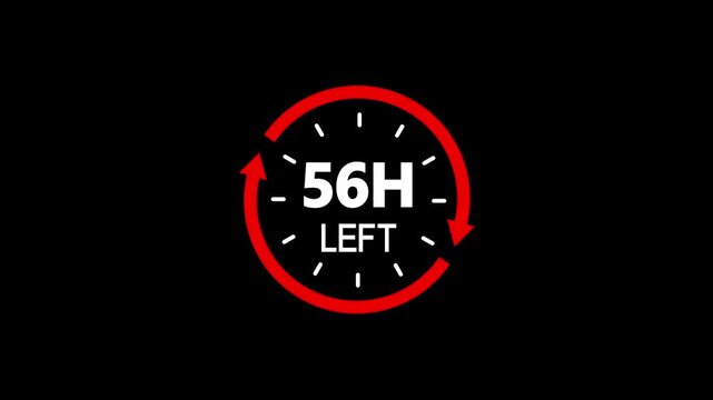 Countdown timer showing 56 hours left with circle and arrows.Offer countdown timer number on isolated background.