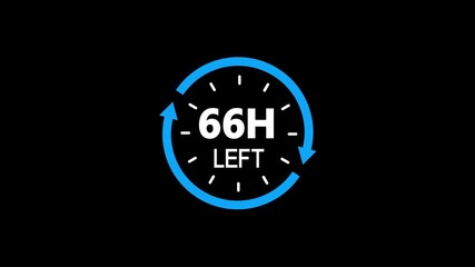 Countdown stopwatch timer showing 66 hour left with blue color circle and arrows.Offer countdown timer number on dark background. - Powered by Adobe