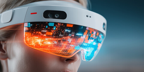 Woman wearing augmented reality headset