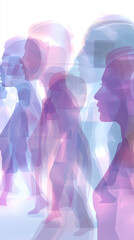 Abstract translucent human silhouettes