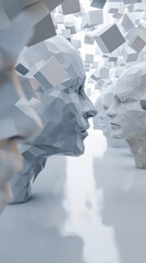 3D Polygonal Human Heads with Floating Cubes