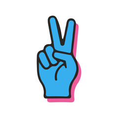 two fingers up peace hand sign art vector illustration