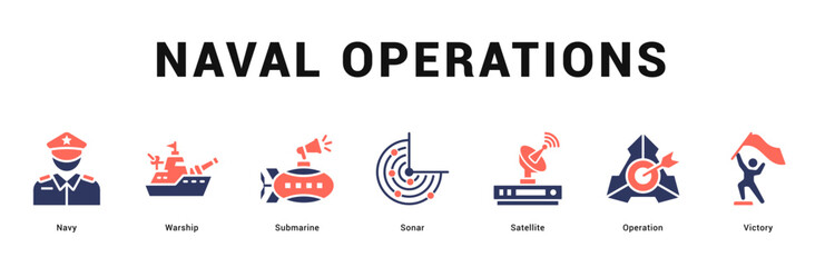 Naval Operations Modern and clean web banner illustration featuring thematic icons for visual communication © Mia