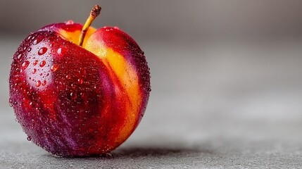 Dramatic Close-Up of a Single Badly Spoiled Peach with Water Droplets