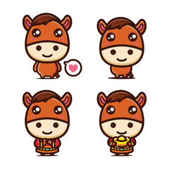 cute chibi cartoon horse mascot